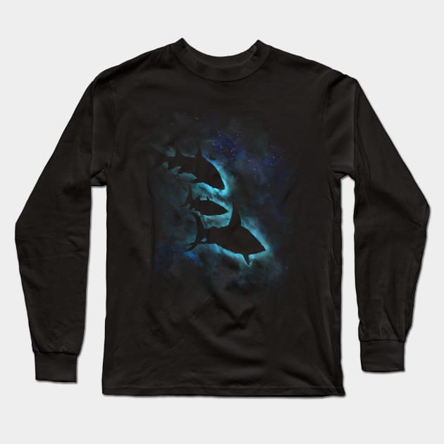 Sharks in Space Long Sleeve T-Shirt by Area31Studios